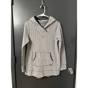 prAna Sybil Hooded Sweater Heather Grey Wool Blend Fleece Lined Size M